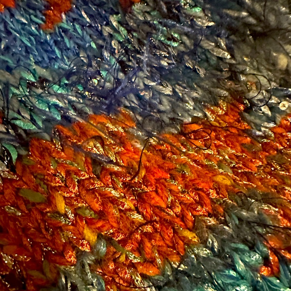 Hand made very heavy sweater with beautiful colors and artistic looking buttons. - Picture 5 of 8